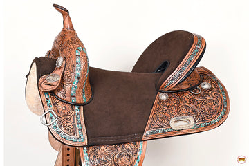 Hilason Western Horse Trail Barrel Racing American Leather Saddle Brown